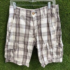 Levi's Mens Plaid Cargo Shorts‎ Brown White Casual Everyday Size 30